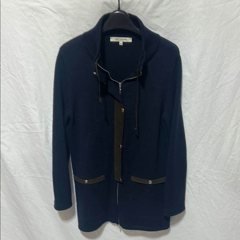 Rani Arabella Navy and Brown Suede Utility Jacket